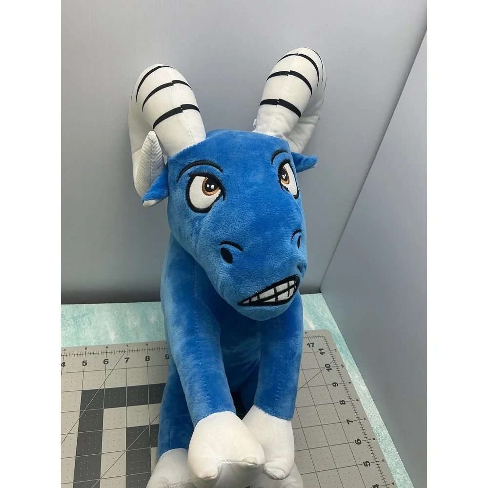 Blue Ram Plush Stuffed Animal Toy Horns Eyes‎ Teeth Cartoon Character - Picture 2 of 7